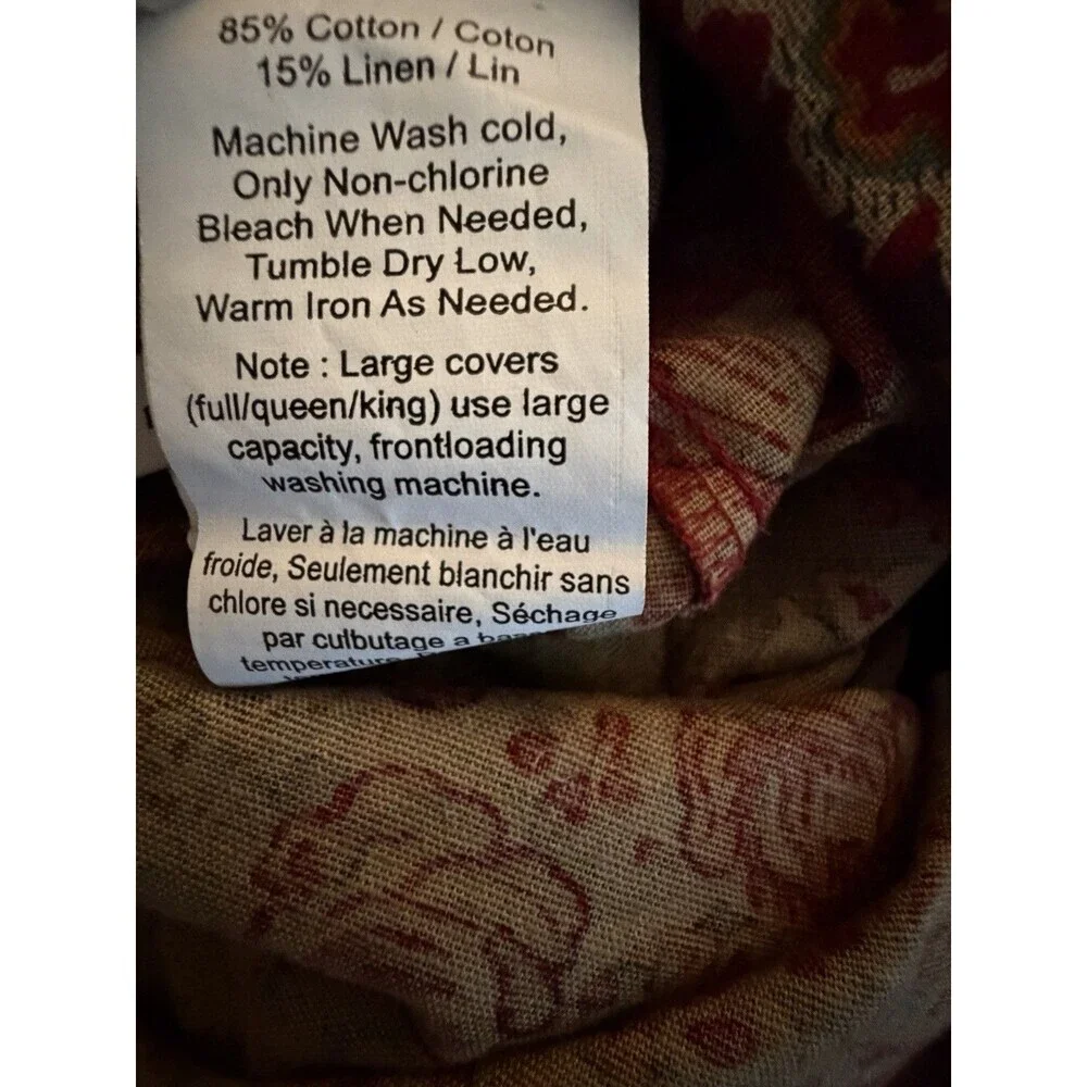 Pottery Barn Duvet Cover Bedding Carrie Paisley Brown Red Linen Full / Queen HTF